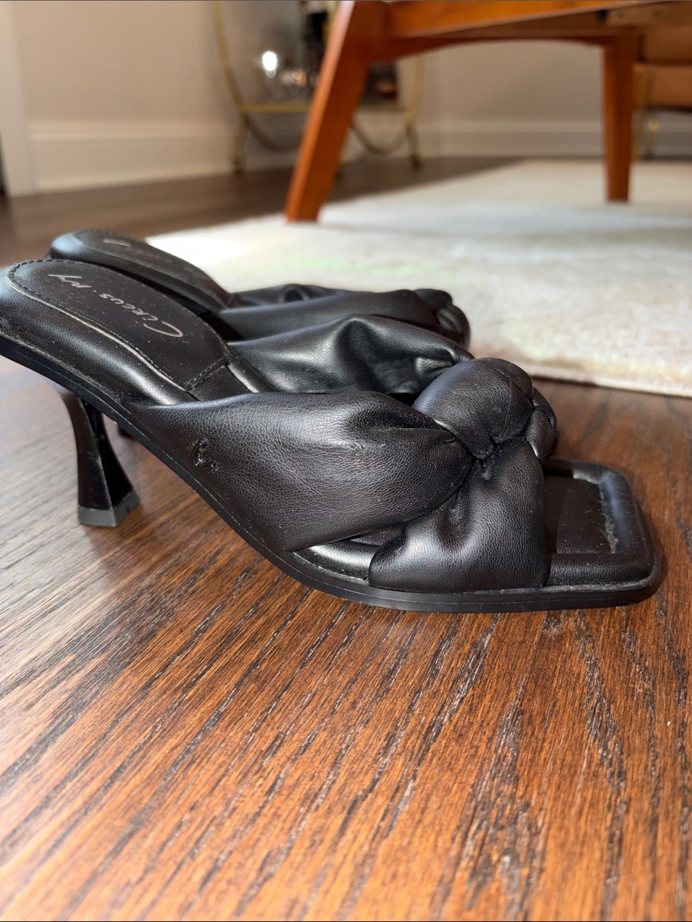 Black Knotted Mule Heels